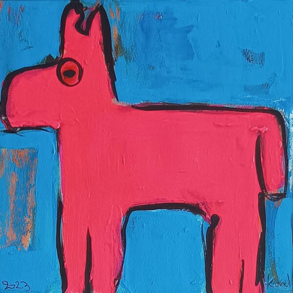 painting on paper by karel van kakketist pink horse (25)